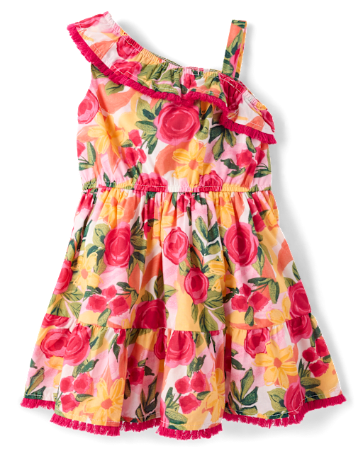 Girls Floral Tassel One Shoulder Dress - Amalfi Coast - lbl_product_image_view_2