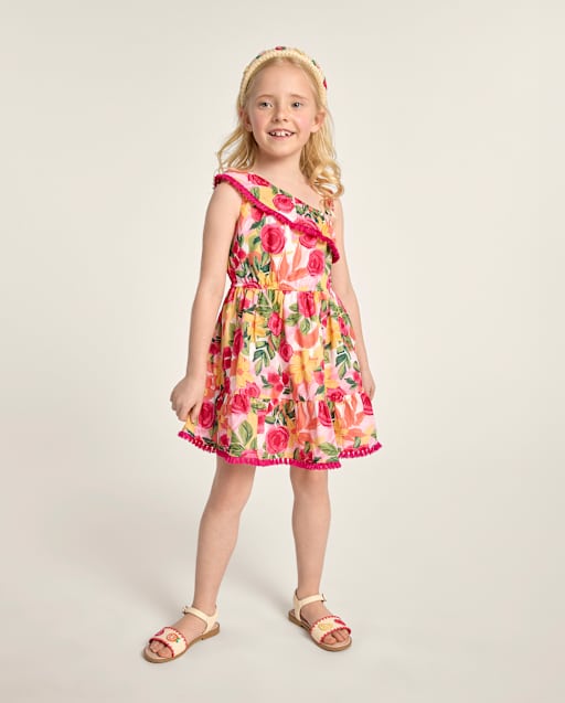 Girls Floral Tassel One Shoulder Dress - Amalfi Coast - lbl_product_image_view_1