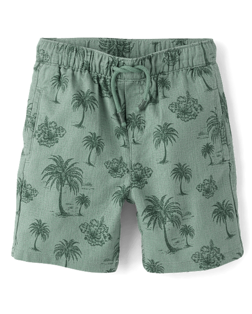 Boys Tropical Linen-Blend Pull On Shorts - Amalfi Coast - view 2