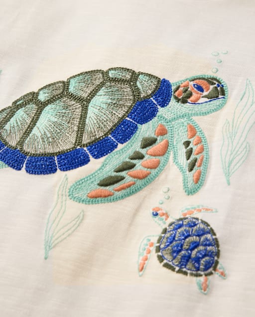 Boys Embroidered Turtle Top - Amalfi Coast - view 2