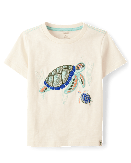 Boys Embroidered Turtle Top - Amalfi Coast - view 1