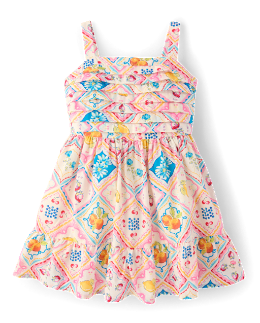 Girls Tile Pleated Ruffle Dress - Amalfi Coast - lbl_product_image_view_2