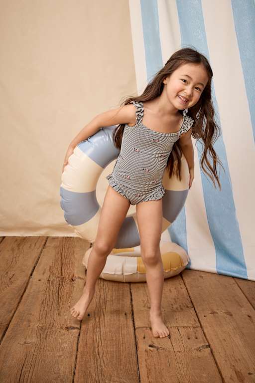 Girls Embroidered Flag Flutter One Piece Swimsuit - Swim Shop