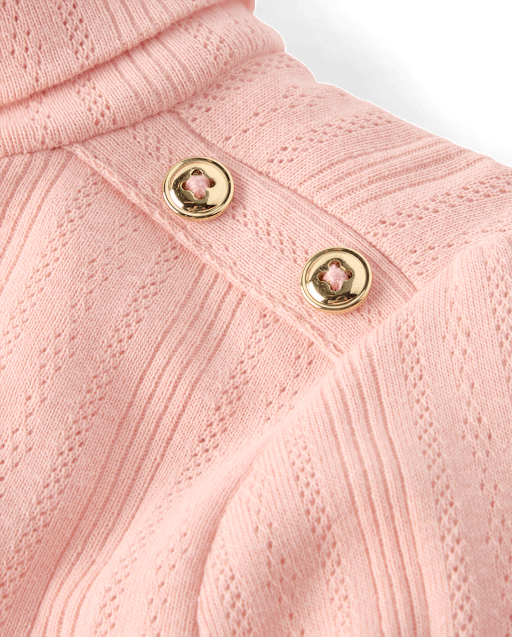 Girls Button Pointelle Turtleneck Top - Little Essentials - lbl_product_image_view_2