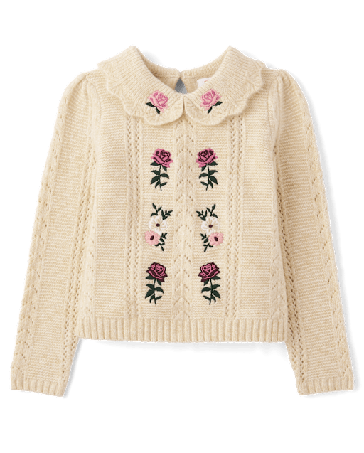 Girls Embroidered Floral Peter Pan Sweater - Countryside Manor - lbl_product_image_view_2
