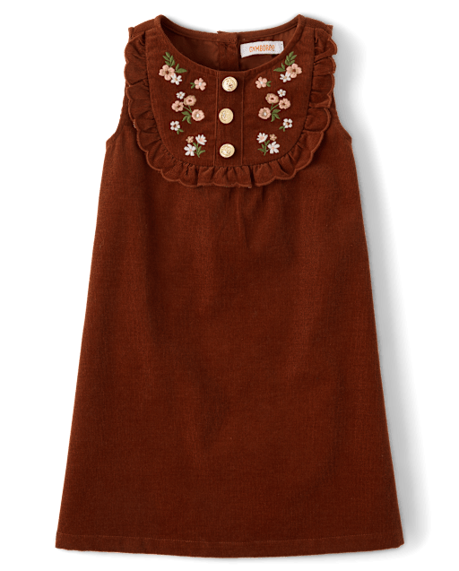 Girls Embroidered Floral Scalloped Corduroy Jumper - Blue Sky Mountain - lbl_product_image_view_2