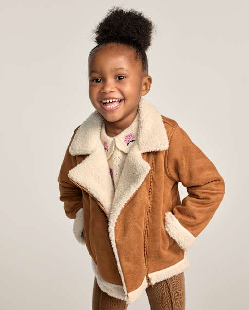 Girls Faux Suede Moto Jacket - Countryside Manor