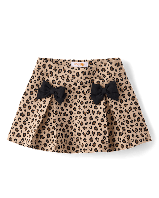 Girls Leopard Bow Ponte Skort - The Leopard Edit - view 2