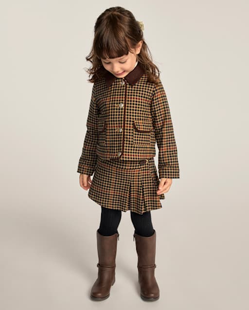 Girls Plaid Pleated Buckle Skort - Countryside Manor