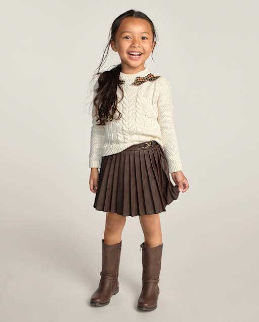Girls Pleated Faux Leather Skort - Countryside Manor