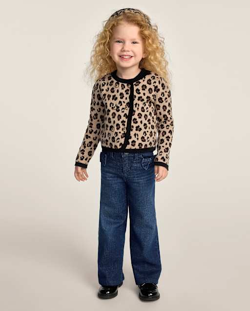Girls Bow Wide Leg Jeans - Little Essentials - view 2