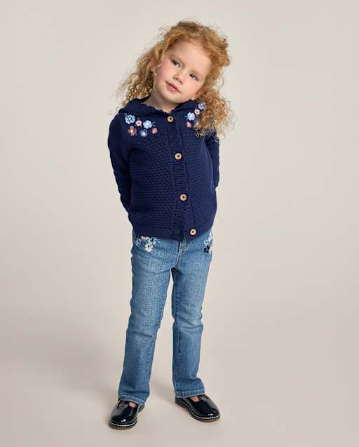 Girls Embroidered Floral Flare Jeans - Blue Sky Mountain - lbl_product_image_view_1
