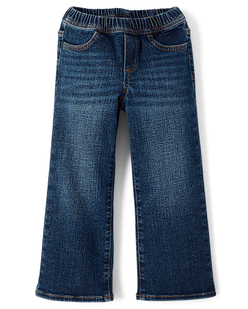 Girls Pull On Wide Leg Jeans - Little Essentials