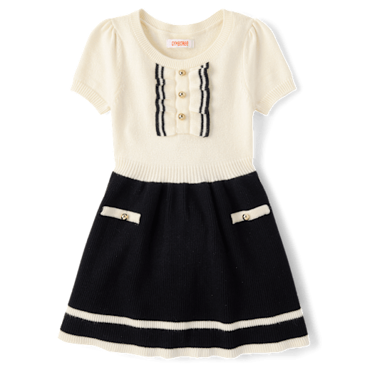 Girls Contrast Ruffle Sweater Dress - The Leopard Edit
