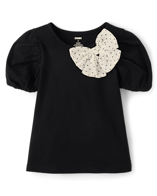 Girls Polka Dot Bow Puff Sleeve Top - The Leopard Edit - lbl_product_image_view_2