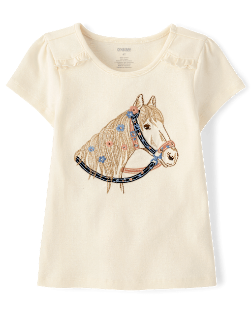 Girls Embroidered Horse Ruffle Top - Blue Sky Mountain - lbl_product_image_view_2