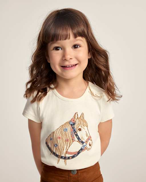 Girls Embroidered Horse Ruffle Top - Blue Sky Mountain - lbl_product_image_view_1