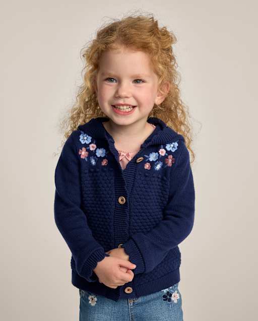 Girls Embroidered Floral Scalloped Cardigan - Blue Sky Mountain - lbl_product_image_view_1