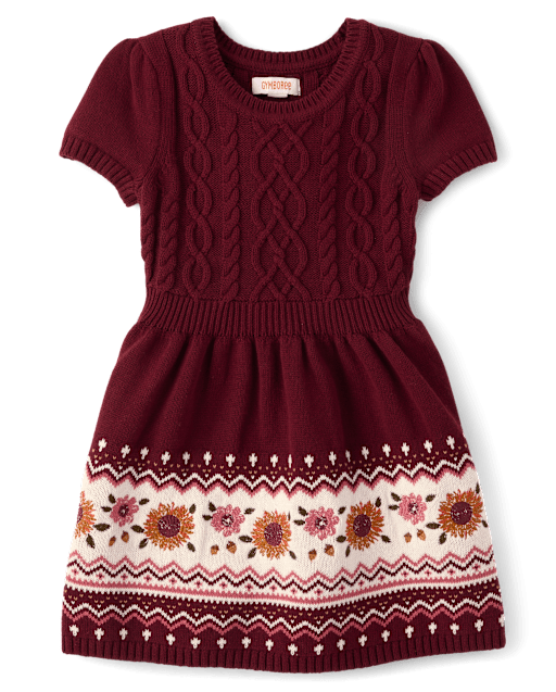 Girls Embroidered Floral Fairisle Sweater Dress - The Harvest Edit - lbl_product_image_view_2