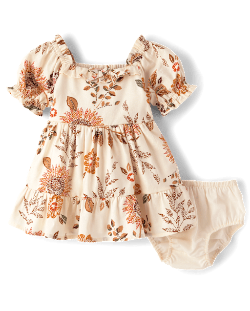 Baby Girls Floral Flannel Ruffle Dress - The Harvest Edit - lbl_product_image_view_1