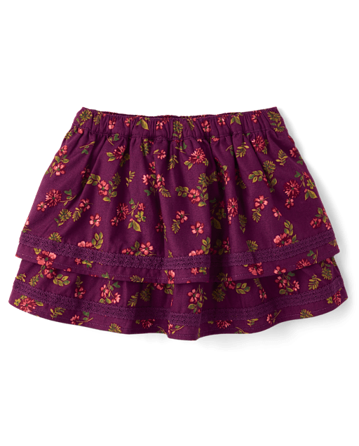 Girls Floral Tiered Ruffle Flannel Skort - Countryside Manor - lbl_product_image_view_2