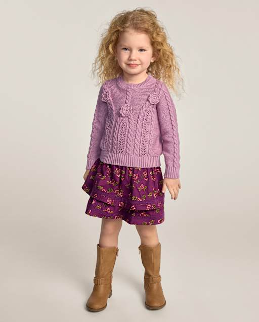 Girls Floral Tiered Ruffle Flannel Skort - Countryside Manor
