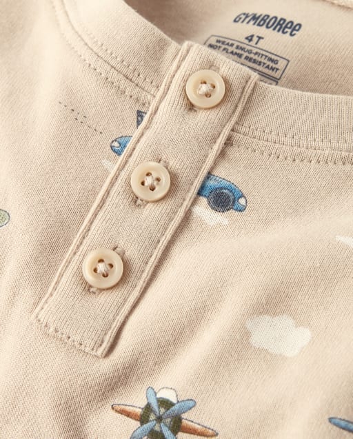 Boys Vehicle Snug Fit Cotton Henley Pajamas - lbl_product_image_view_2