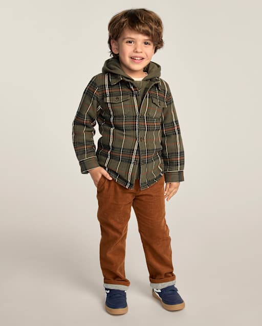 Boys Corduroy Pull On Roll Cuff Pants - Little Essentials - view 1
