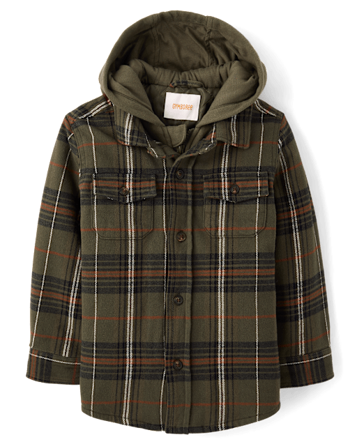 Boys Plaid Flannel Taffeta Lined Shacket - Countryside Manor
