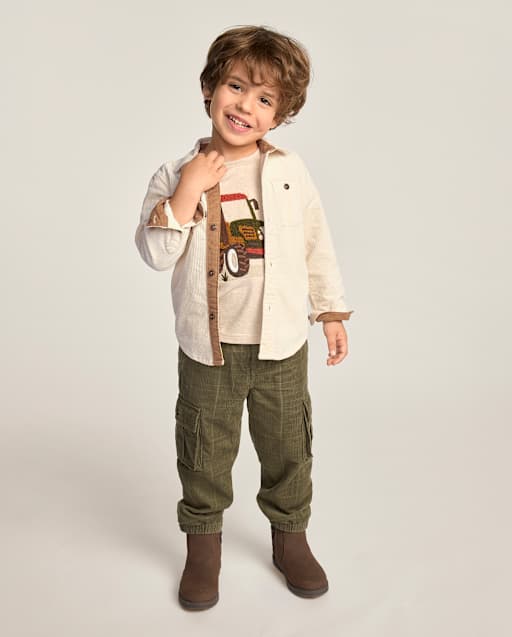 Boys Plaid Corduroy Pull On Cargo Jogger Pants - The Harvest Edit - lbl_product_image_view_1