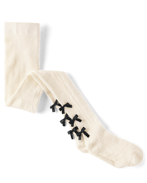 Girls Bow Pointelle Tights - The Leopard Edit