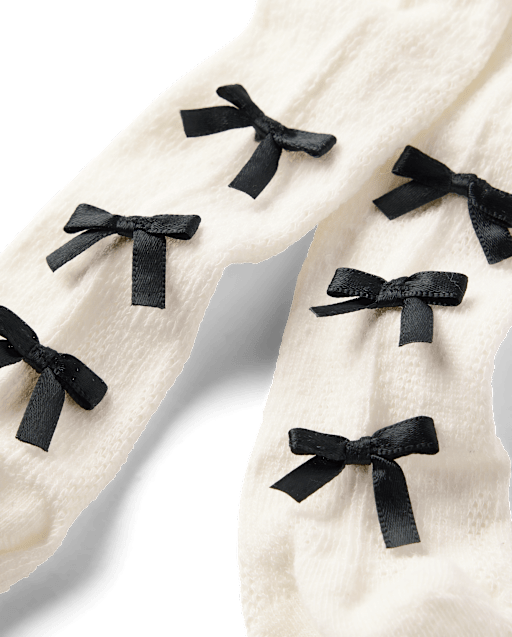 Girls Bow Pointelle Tights - The Leopard Edit - view 2