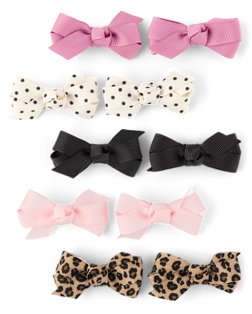 Girls Bow Hair Clip 10-Pack - The Leopard Edit