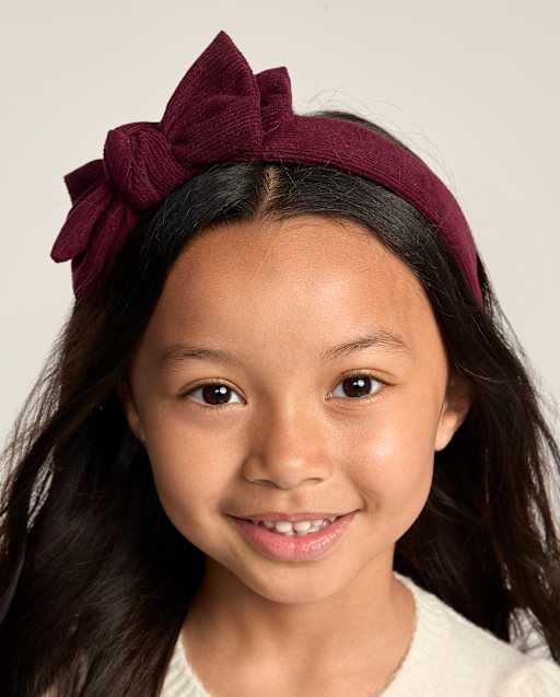 Girls Bow Corduroy Headband - The Harvest Edit