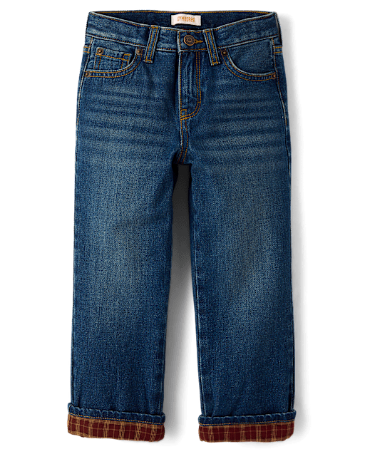 Boys Flannel Lined Straight Jeans - Little Essentials - view 2