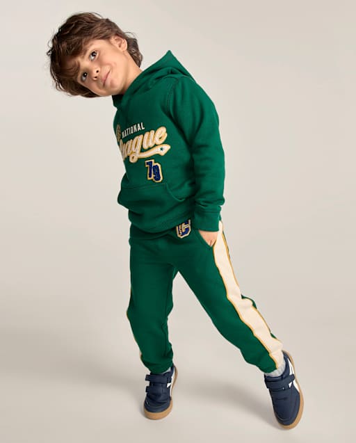 Boys Embroidered Varsity Side Stripe Fleece Jogger Pants - Collegiate Club - lbl_product_image_view_1