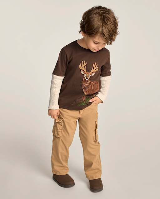 Boys Garment Dyed Ripstop Baggy Cargo Pants - Little Essentials - view 1