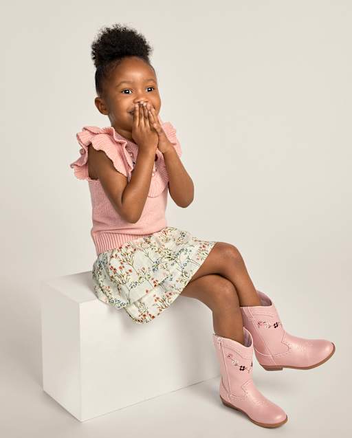 Girls Embroidered Floral Cowgirl Boots - Blue Sky Mountain - lbl_product_image_view_2