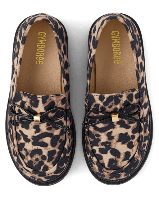 Girls Leopard Bow Loafers - The Leopard Edit