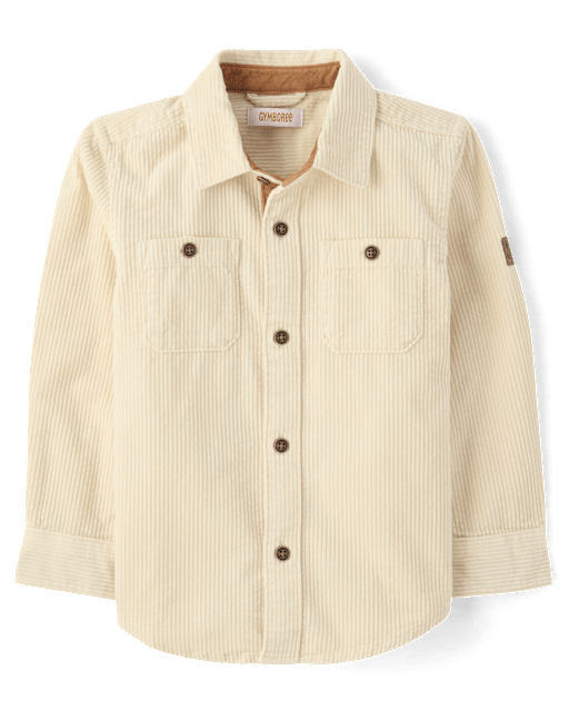 Boys Textured Corduroy Button Up Shirt - The Harvest Edit - view 2