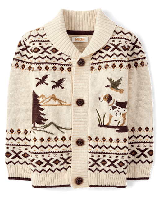 Boys Intarsia Dog Fairisle Shawl Cardigan - Countryside Manor - lbl_product_image_view_2