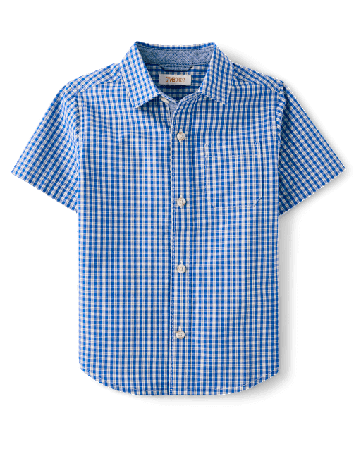 Boys Plaid Poplin Button Up Shirt - Collegiate Club - view 2