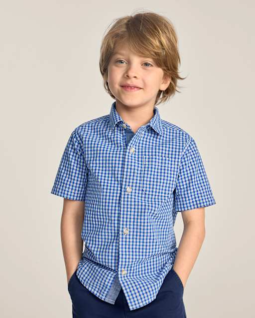 Boys Plaid Poplin Button Up Shirt - Collegiate Club - lbl_product_image_view_1