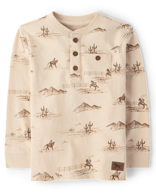 Boys Cowboy Henley Top - Blue Sky Mountain - view 2