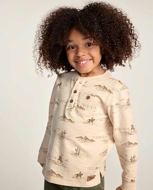 Boys Cowboy Henley Top - Blue Sky Mountain - lbl_product_image_view_1