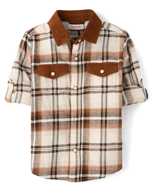 Boys Plaid Flannel Snap Front Shirt - Blue Sky Mountain - lbl_product_image_view_1