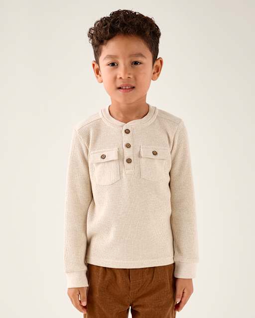 Boys Thermal Henley Top - Little Essentials