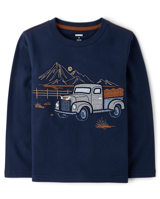 Boys Embroidered Truck Top - Blue Sky Mountain - lbl_product_image_view_1