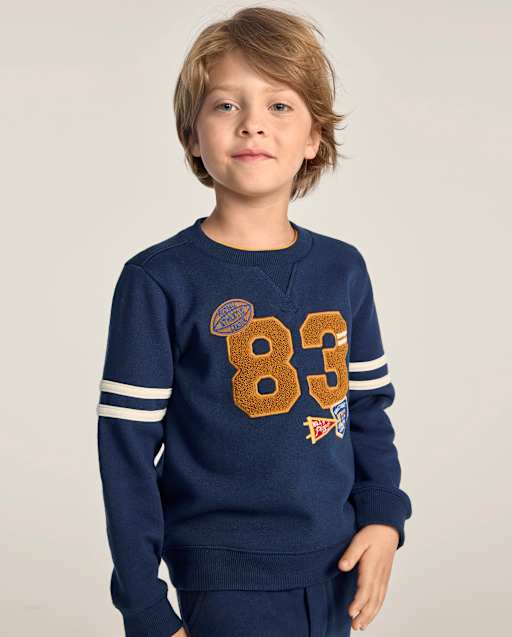 Boys Embroidered Chenille Varsity Fleece Sweatshirt - Collegiate Club