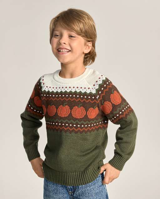 Boys Pumpkin Fairisle Sweater - The Harvest Edit - lbl_product_image_view_1